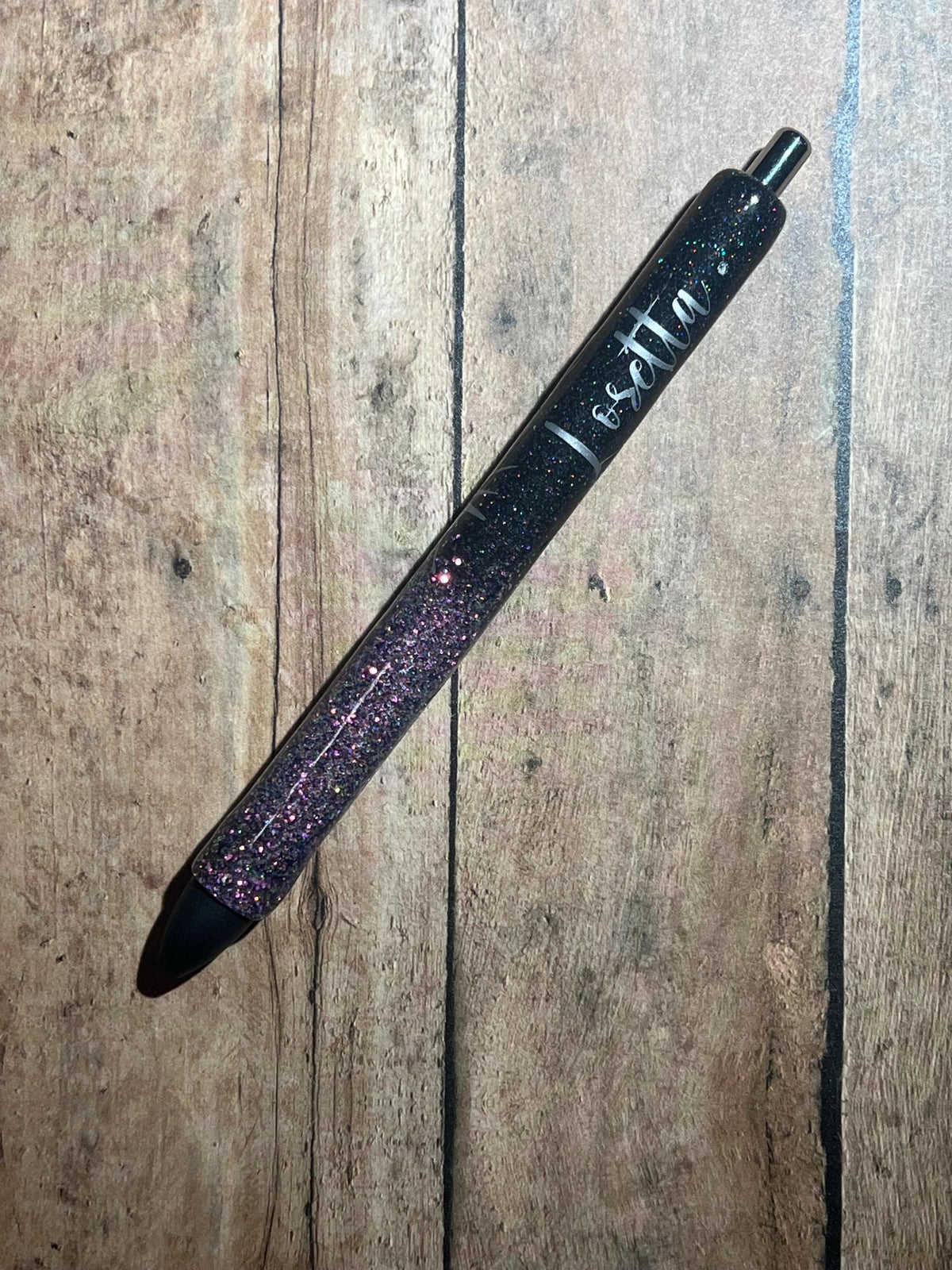 Moon Phase Glitter Pen: Fantasy Resin Black Ink Pen - Celestial Gift