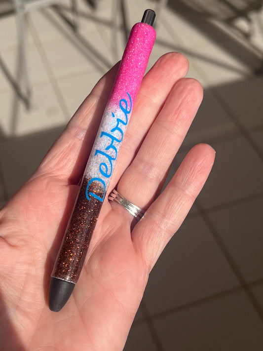 Neapolitan Glitter Resin Pen: Custom Personalized Ice Cream Gift
