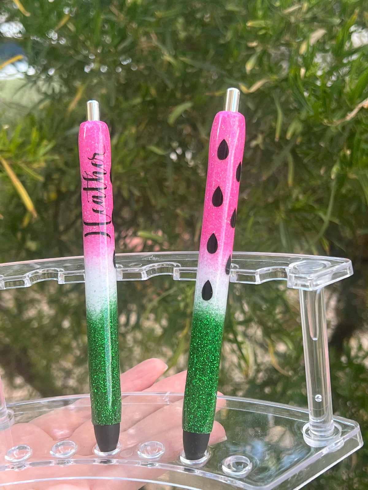 Personalized Watermelon Glitter Pen | Refillable Handmade Stationery Gift