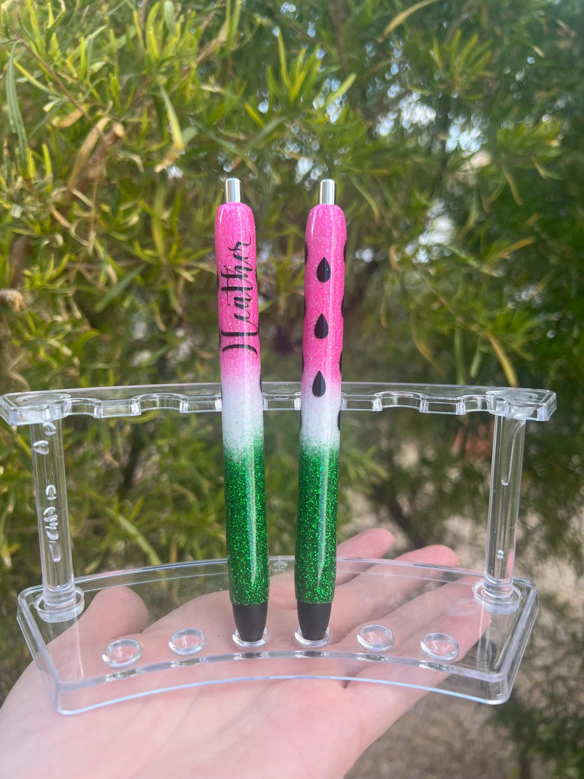 Personalized Watermelon Glitter Pen | Refillable Handmade Stationery Gift