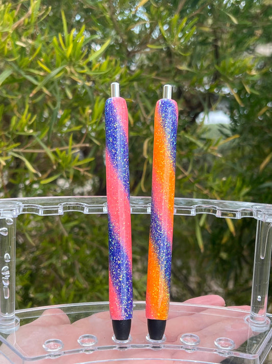 Handmade Glitter Swirl Pen | Refillable Resin Ink Pen | Fun and Colorful Desk Accessory