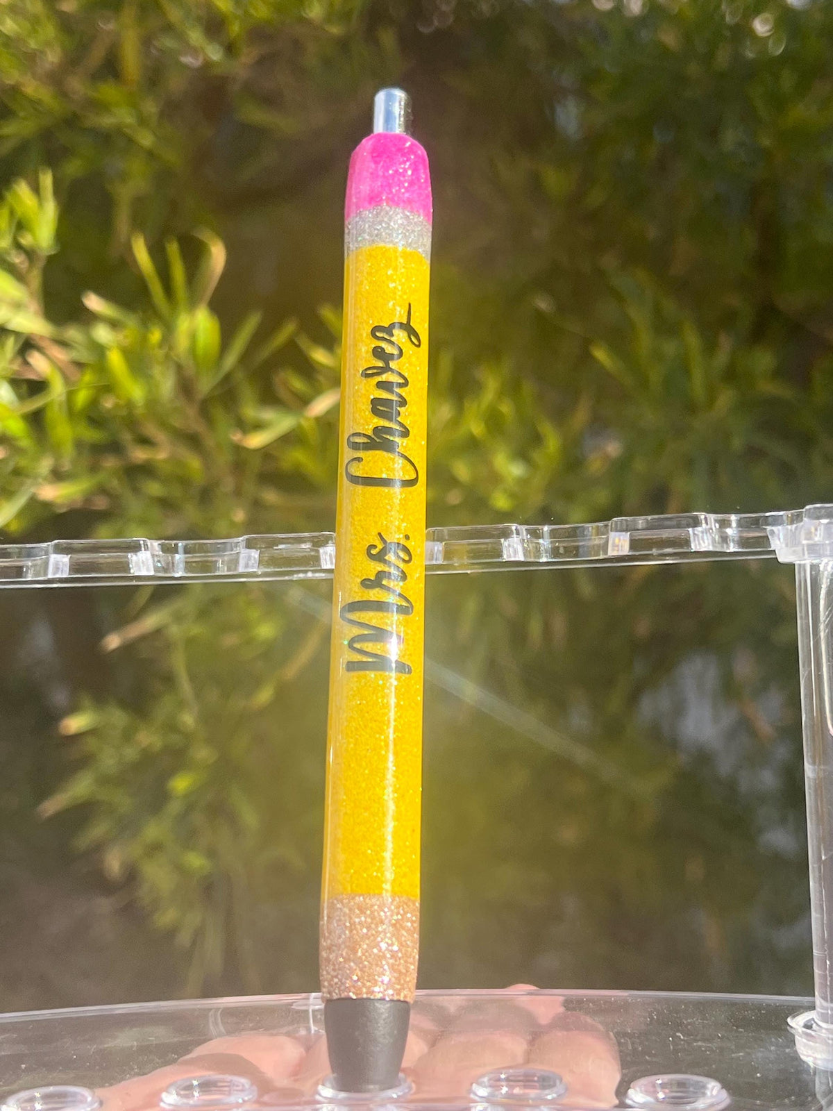 Personalized Glitter Pen for Teacher | Handmade Resin Pencil Pen