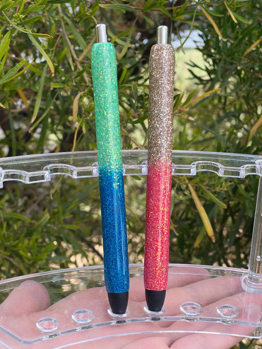 Handmade Glitter Ombre Pen | Refillable Ink Pen | Personalized Desk Accessory for Work or School
