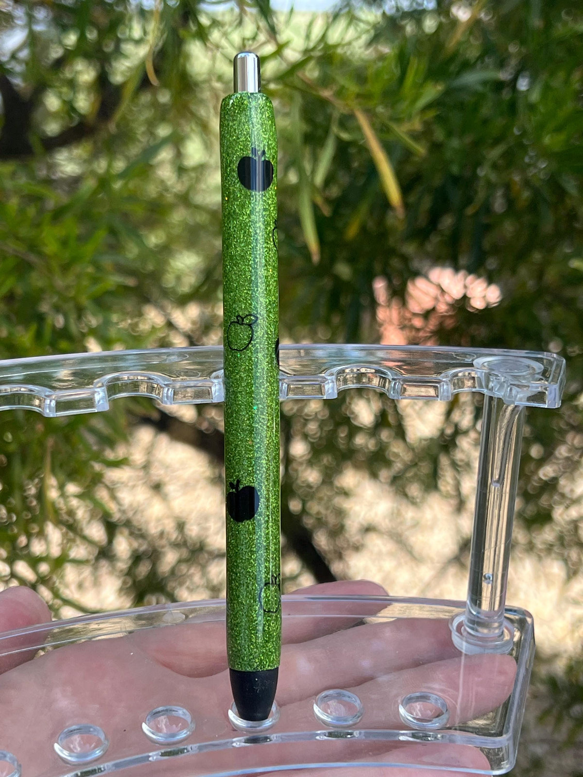 Apple Glitter Pen  Handmade Resin Teacher Pen  Personalized Gift for Classroom, Staff, or Office