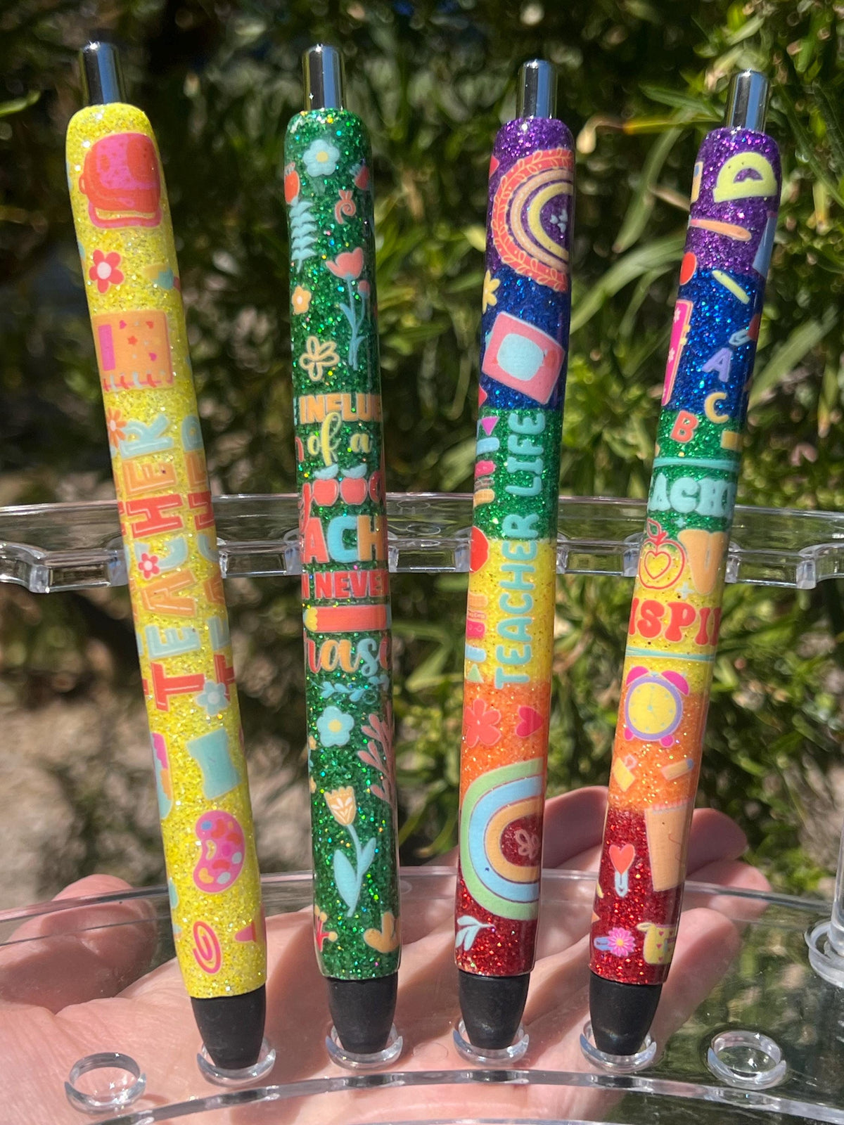 Handmade Glitter Teacher Pen: Custom Resin Pens with Decals