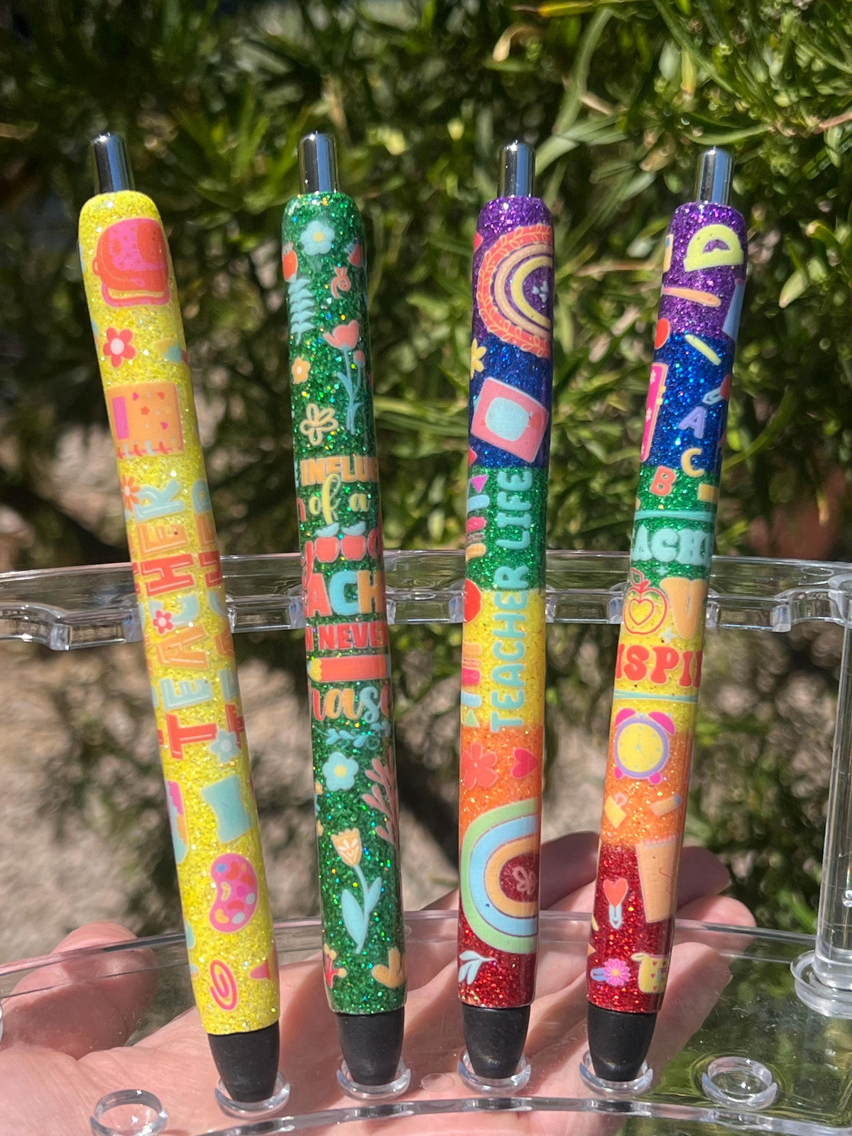 Handmade Glitter Teacher Pen: Custom Resin Pens with Decals