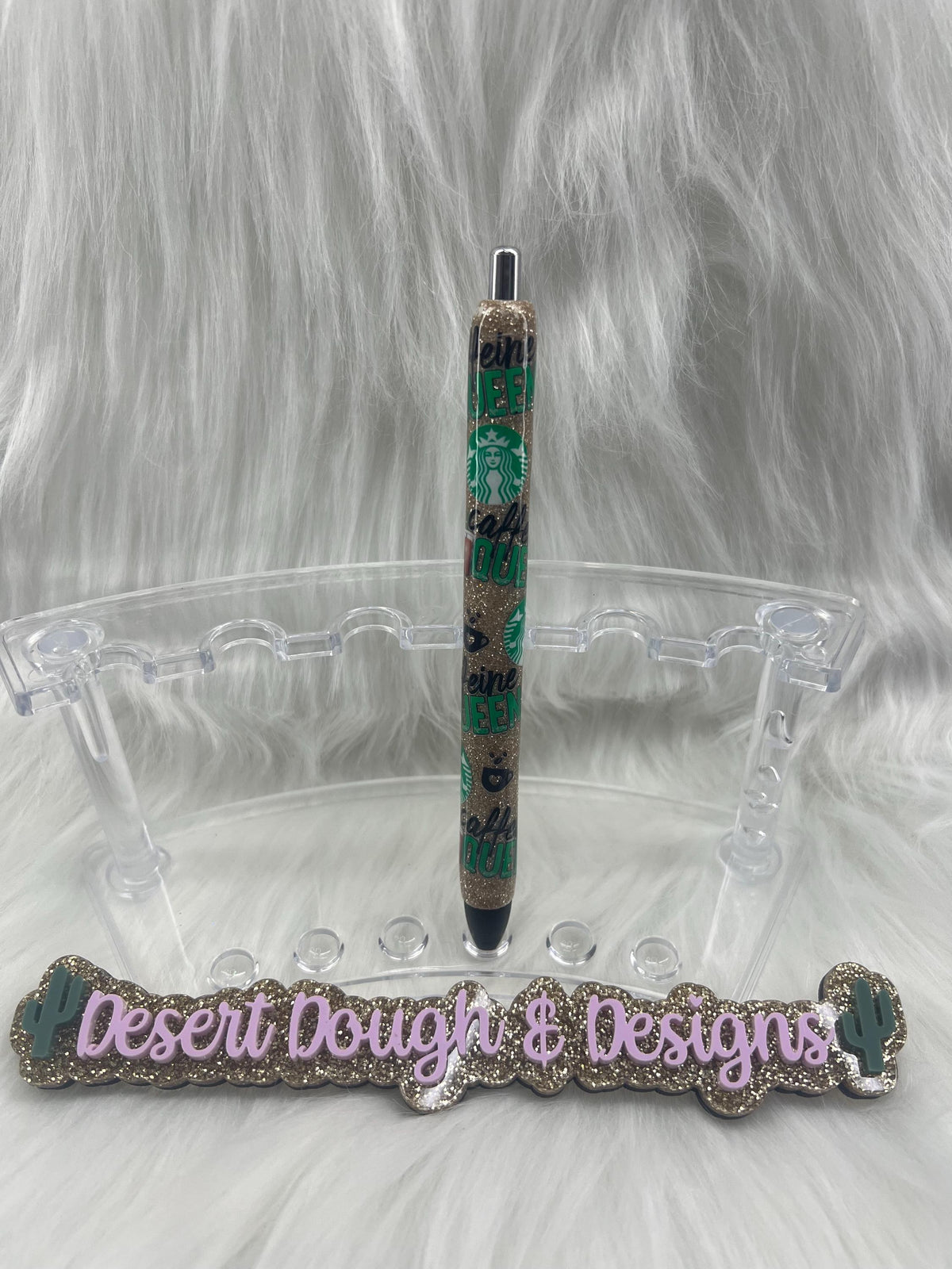Caffeine Queen Glitter Pen: Handmade Resin Coffee Lover Gift