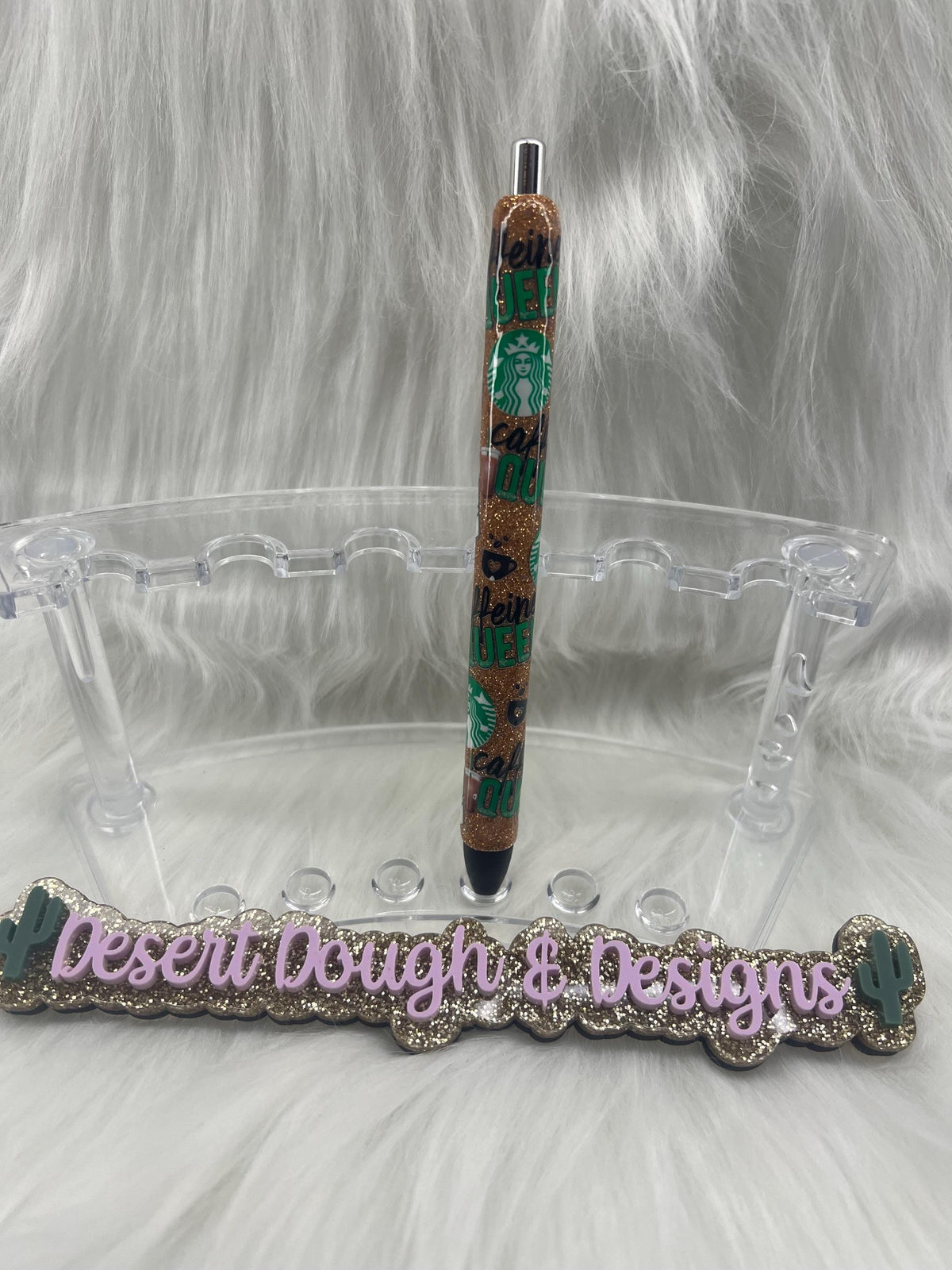 Caffeine Queen Glitter Pen: Handmade Resin Coffee Lover Gift