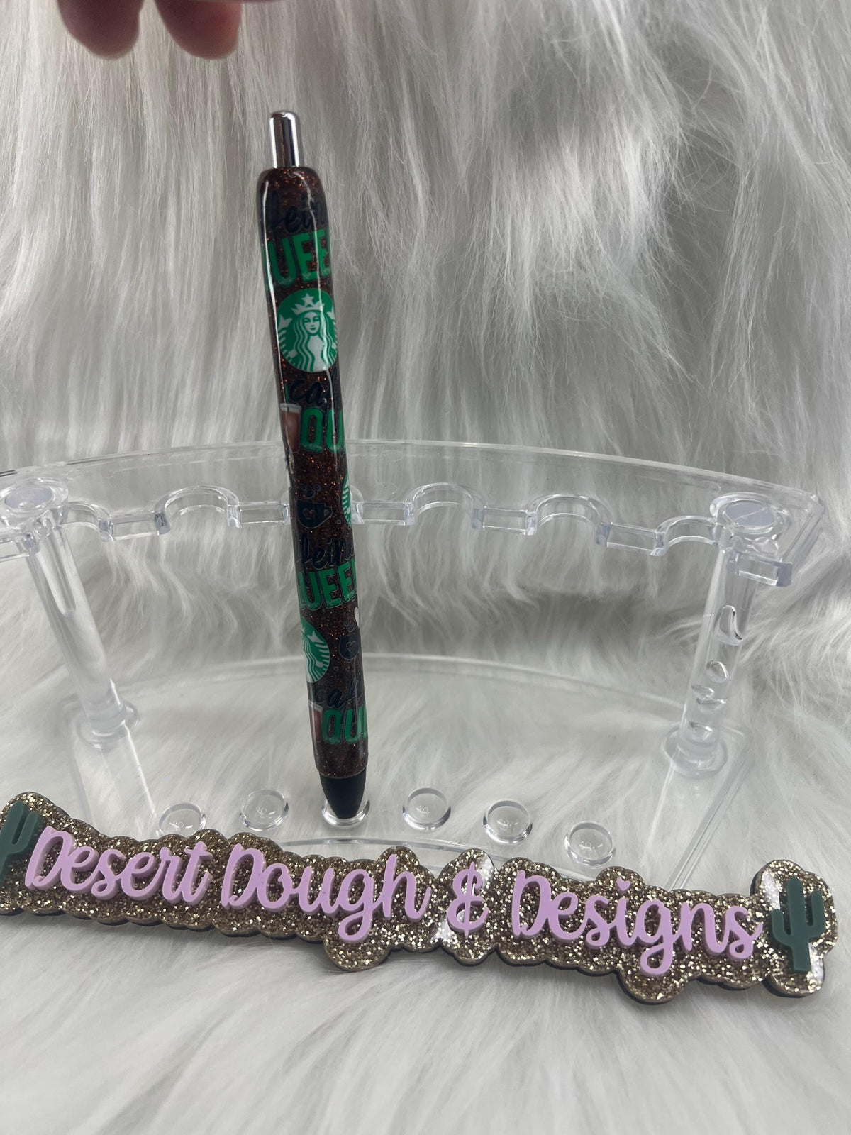Caffeine Queen Glitter Pen: Handmade Resin Coffee Lover Gift