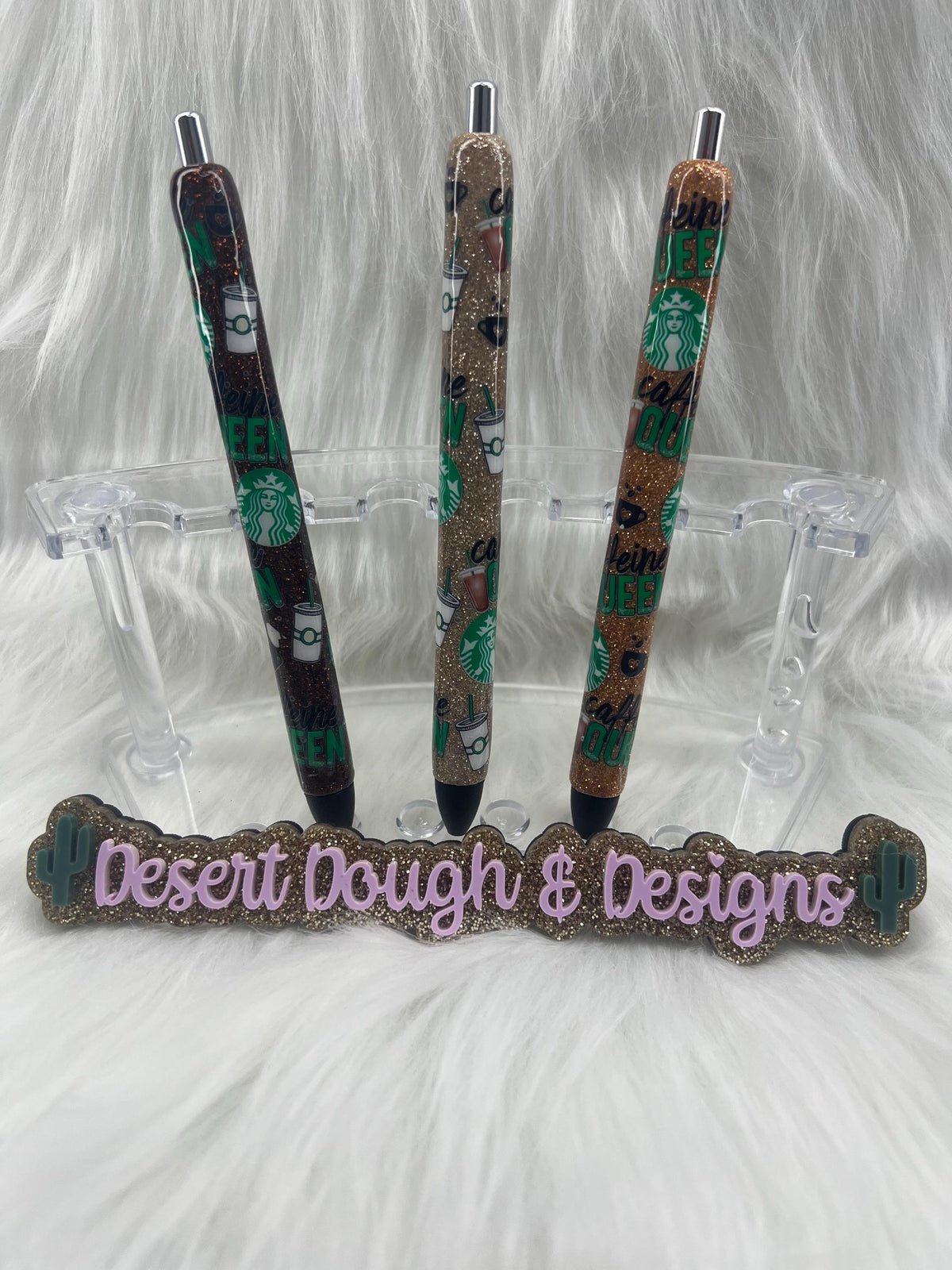 Caffeine Queen Glitter Pen: Handmade Resin Coffee Lover Gift