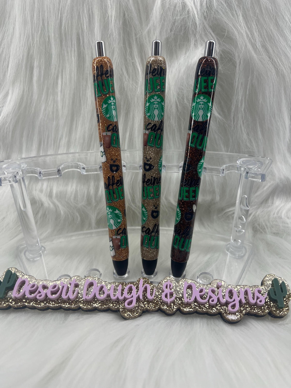 Caffeine Queen Glitter Pen: Handmade Resin Coffee Lover Gift
