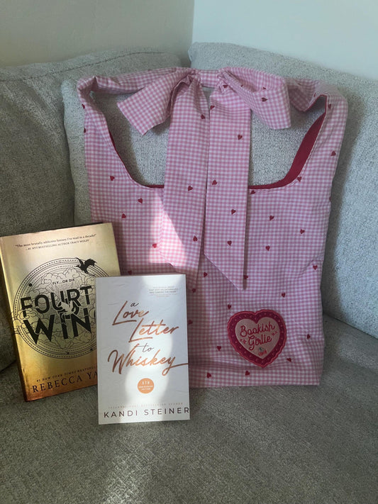 Handmade Bookish Tote Bag with Custom Patch  Limited Edition Gingham Book Lover Gift