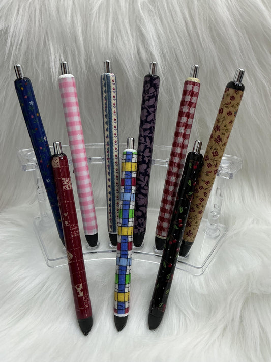 Fabric Scrap Epoxy Pen  Glitter Pen, Quilter Gift, Textile Art Tool